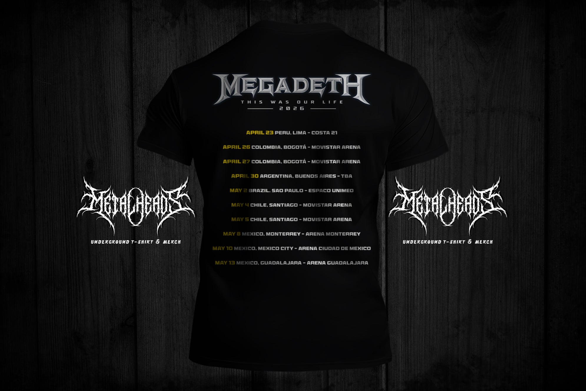 T-Shirt MEGADETH from tour THIS WAS OUR LIFE 2026